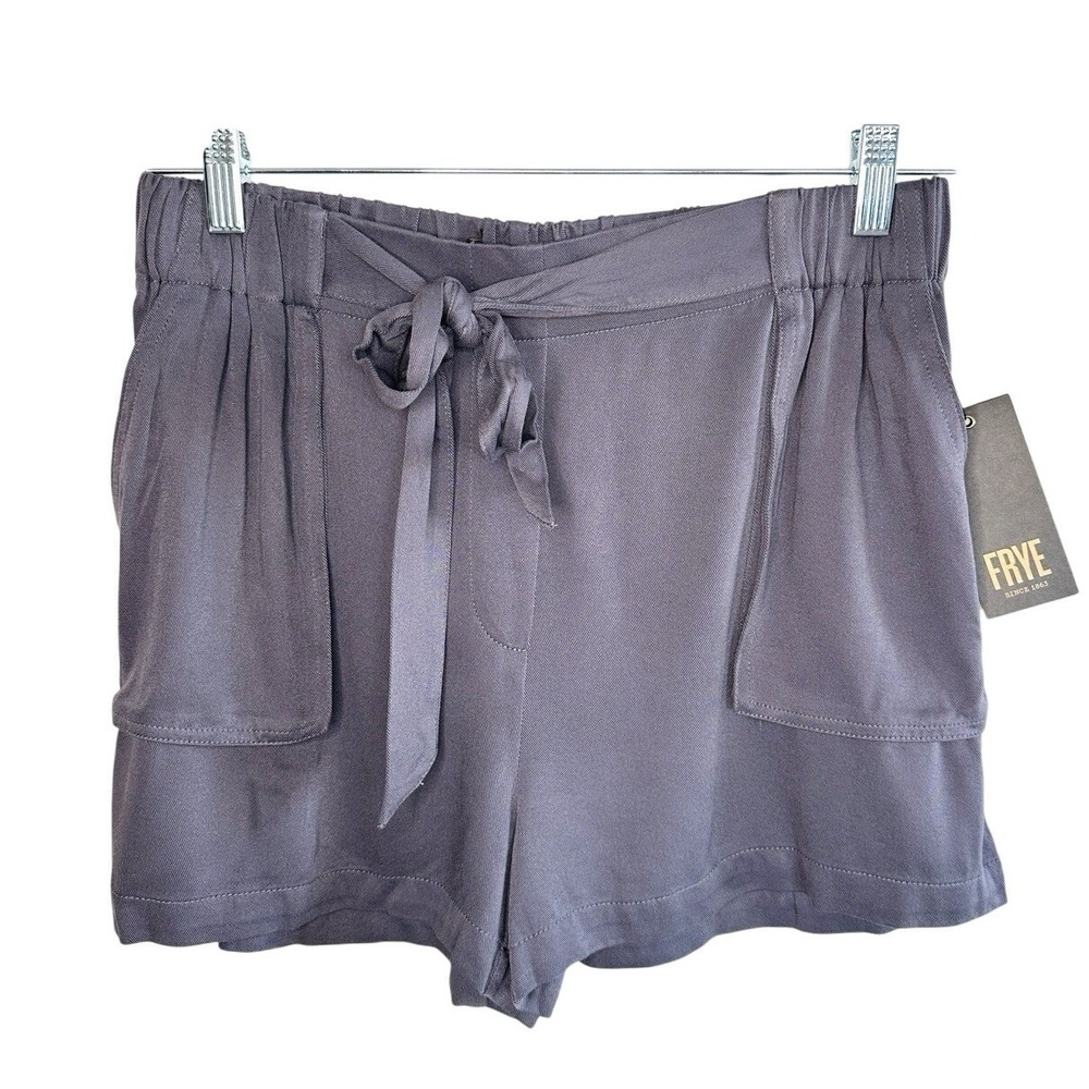FRYE Women's 100% Rayon‎ Shorts Size M Grey Elastic Waist Tie Front Pockets NWT